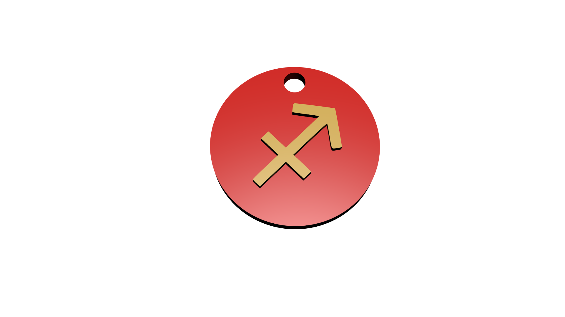 4x Schlüsselanhänger mit Sternzeichen (Glänzend Rot / Glänzend Gold)