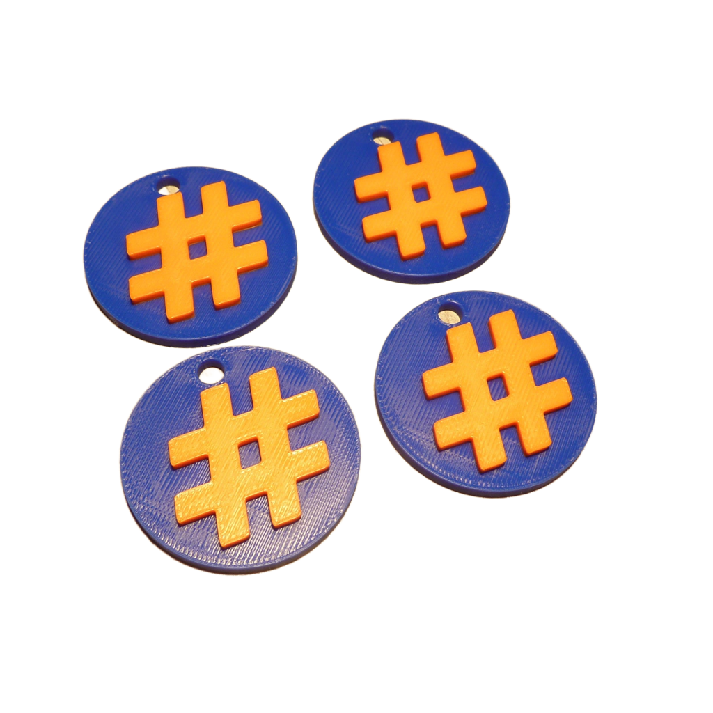 4 x Schlüsselanhänger Hash-tag